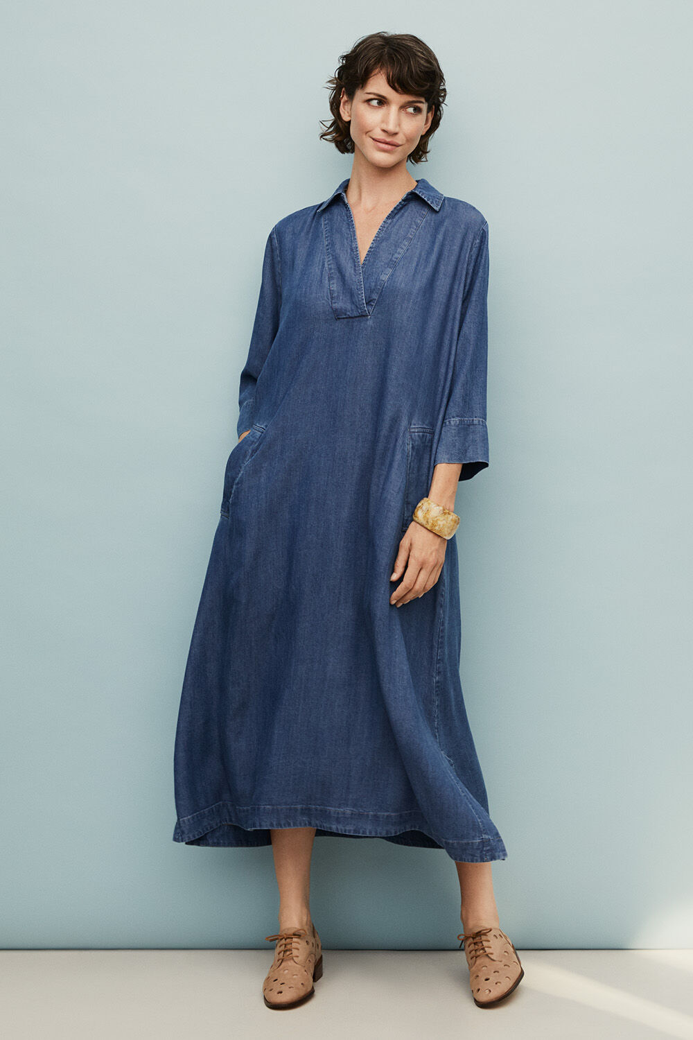 Nikeeta Dress - Washed denim, Rosienne Bracelet - Whitecap